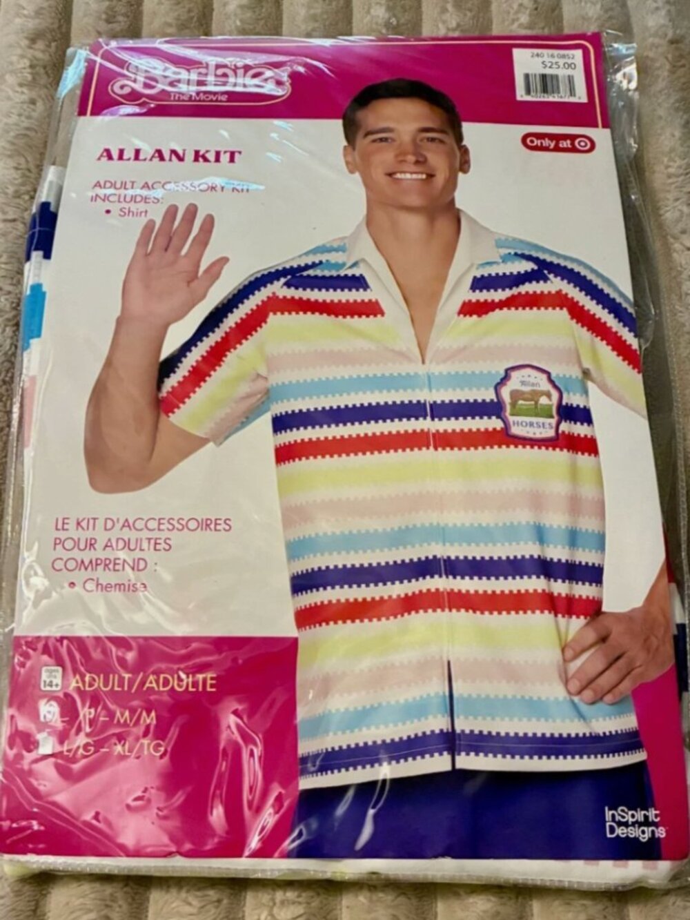 BARBIE THE MOVIE-ALLAN STRIPED SHIRT-ADULT LARGE/EXTRA LARGE-NWT!